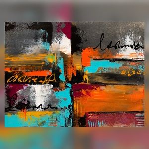 Abstract acrylic painting on canvas paper